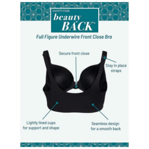 🩷🩷Vanity Fair** Beauty Back® Full Figure Front Close Underwire 40D NWOT - Picture 4 of 5